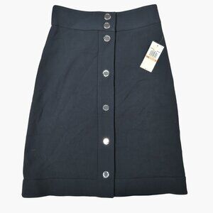 Michael Kors size 2 Navy Blue Womens snap button straight skirt size New